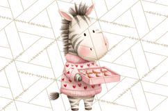 Valentine Safari Animal Clipart PNG, Watercolor Elephant Png Product Image 2