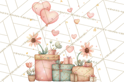 Valentine Safari Animal Clipart PNG, Watercolor Elephant Png Product Image 3