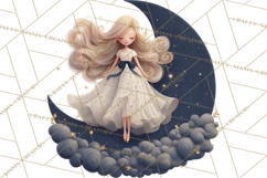 Celestial Moon Goddess Clipart, Fantasy Women, Crescent Moon Product Image 2