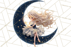 Celestial Moon Goddess Clipart, Fantasy Women, Crescent Moon Product Image 5