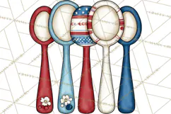 Patriotic Baking Tools Clipart PNG, 4th of July Kitchen Product Image 2