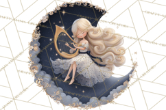 Celestial Moon Goddess Clipart, Fantasy Women, Crescent Moon Product Image 4