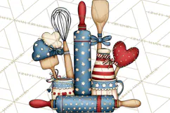 Patriotic Baking Tools Clipart PNG, 4th of July Kitchen Product Image 3