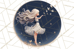 Celestial Moon Goddess Clipart, Fantasy Women, Crescent Moon Product Image 2