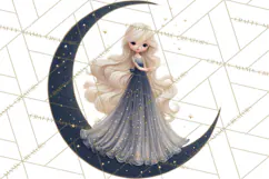 Celestial Moon Goddess Clipart, Fantasy Women, Crescent Moon Product Image 3
