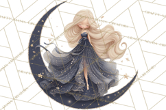 Celestial Moon Goddess Clipart, Fantasy Women, Crescent Moon Product Image 3