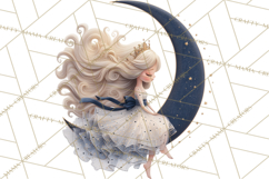 Celestial Moon Goddess Clipart, Fantasy Women, Crescent Moon Product Image 5