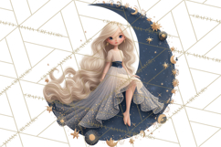 Celestial Moon Goddess Clipart, Fantasy Women, Crescent Moon Product Image 2