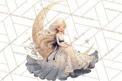 Celestial Moon Goddess Clipart, Fantasy Women, Crescent Moon Product Image 3