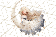 Celestial Moon Goddess Clipart, Fantasy Women, Crescent Moon Product Image 4