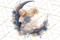 Celestial Moon Goddess Clipart, Fantasy Women, Crescent Moon Product Image 2