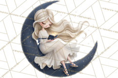 Celestial Moon Goddess Clipart, Fantasy Women, Crescent Moon Product Image 4