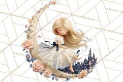 Celestial Moon Goddess Clipart, Fantasy Women, Crescent Moon Product Image 3