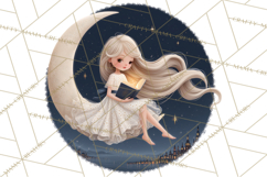 Celestial Moon Goddess Clipart, Fantasy Women, Crescent Moon Product Image 5