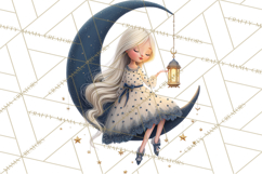 Celestial Moon Goddess Clipart, Fantasy Women, Crescent Moon Product Image 2