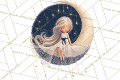 Celestial Moon Goddess Clipart, Fantasy Women, Crescent Moon Product Image 3