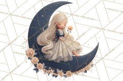 Celestial Moon Goddess Clipart, Fantasy Women, Crescent Moon Product Image 5
