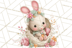 Watercolor Easter Animals Clipart, Cute Animals in Nests Png Product Image 3