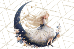 Celestial Moon Goddess Clipart, Fantasy Women, Crescent Moon Product Image 5