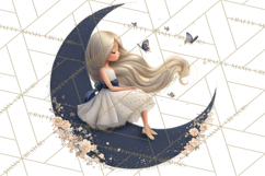 Celestial Moon Goddess Clipart, Fantasy Women, Crescent Moon Product Image 5