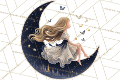 Celestial Moon Goddess Clipart, Fantasy Women, Crescent Moon Product Image 2