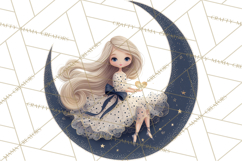 Celestial Moon Goddess Clipart, Fantasy Women, Crescent Moon Product Image 3