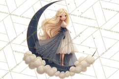 Celestial Moon Goddess Clipart, Fantasy Women, Crescent Moon Product Image 4