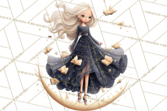 Celestial Moon Goddess Clipart, Fantasy Women, Crescent Moon Product Image 2