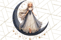 Celestial Moon Goddess Clipart, Fantasy Women, Crescent Moon Product Image 3