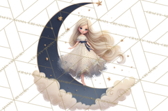 Celestial Moon Goddess Clipart, Fantasy Women, Crescent Moon Product Image 5