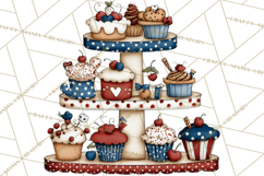 Patriotic Cake Stands Clipart, Dessert Tables Bakery Display Product Image 2