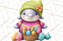 Easter Bunny Clipart, Spring Animals PNG, Colored Eggs Product Image 3