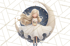 Celestial Moon Goddess Clipart, Fantasy Women, Crescent Moon Product Image 2