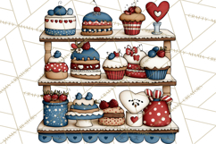 Patriotic Cake Stands Clipart, Dessert Tables Bakery Display Product Image 3