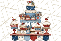 Patriotic Cake Stands Clipart, Dessert Tables Bakery Display Product Image 4