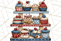 Patriotic Cake Stands Clipart, Dessert Tables Bakery Display Product Image 5