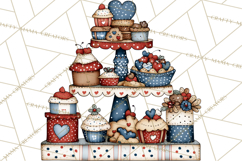 Patriotic Cake Stands Clipart, Dessert Tables Bakery Display Product Image 2