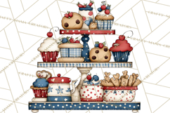 Patriotic Cake Stands Clipart, Dessert Tables Bakery Display Product Image 3