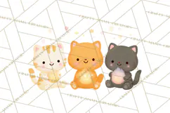 Kawaii Cat Clipart, Cute Kitten PNG, Fun Cat Illustrations Product Image 3