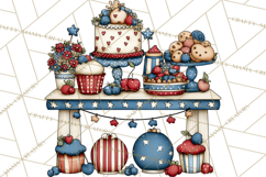 Patriotic Cake Stands Clipart, Dessert Tables Bakery Display Product Image 4