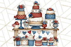 Patriotic Cake Stands Clipart, Dessert Tables Bakery Display Product Image 2