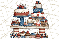 Patriotic Cake Stands Clipart, Dessert Tables Bakery Display Product Image 3