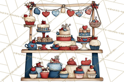 Patriotic Cake Stands Clipart, Dessert Tables Bakery Display Product Image 4