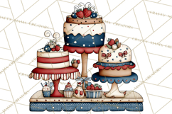 Patriotic Cake Stands Clipart, Dessert Tables Bakery Display Product Image 5