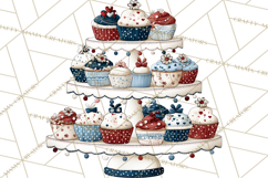 Patriotic Cake Stands Clipart, Dessert Tables Bakery Display Product Image 3