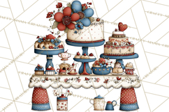 Patriotic Cake Stands Clipart, Dessert Tables Bakery Display Product Image 4