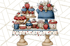 Patriotic Cake Stands Clipart, Dessert Tables Bakery Display Product Image 5