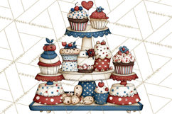 Patriotic Cake Stands Clipart, Dessert Tables Bakery Display Product Image 2