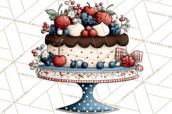 Patriotic Cake Stands Clipart, Dessert Tables Bakery Display Product Image 3