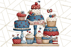 Patriotic Cake Stands Clipart, Dessert Tables Bakery Display Product Image 4